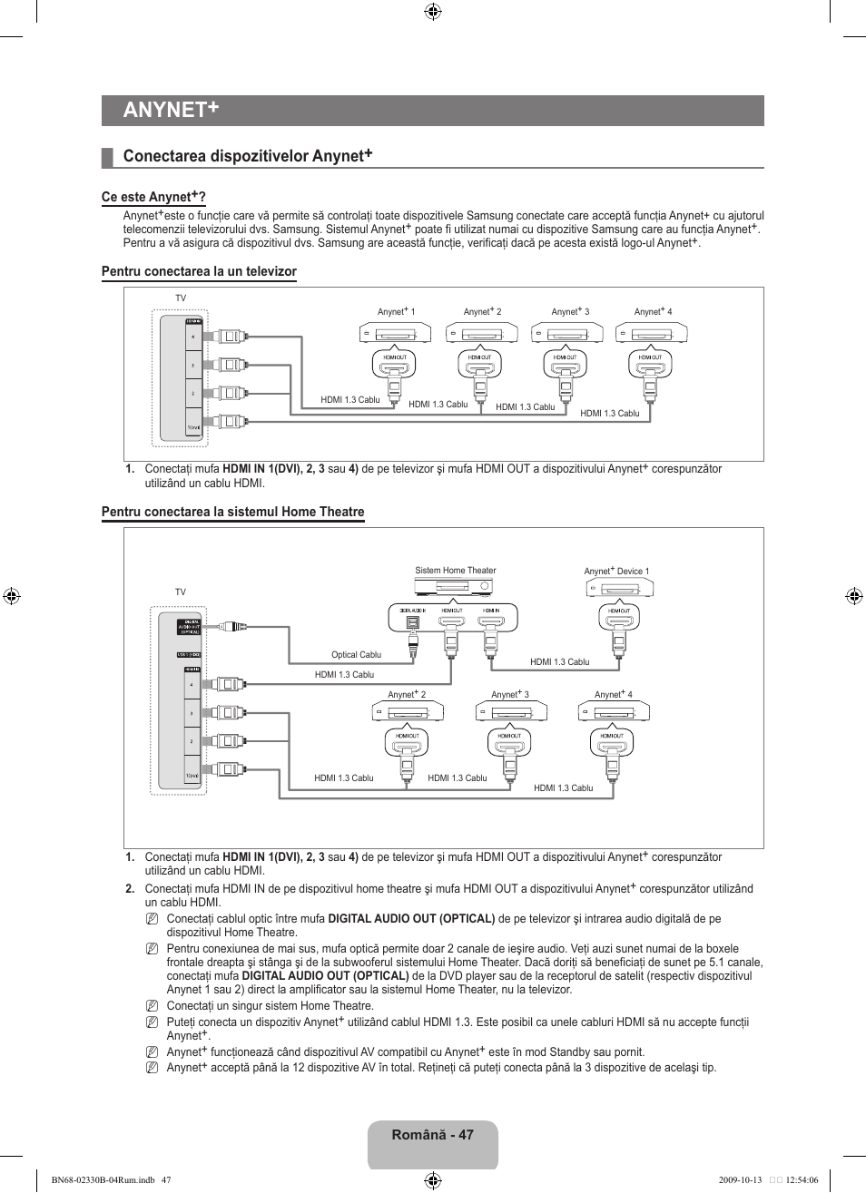 Anynet, Conectarea dispozitivelor anynet | Samsung UE40B8000XW User Manual | Page 607 / 702