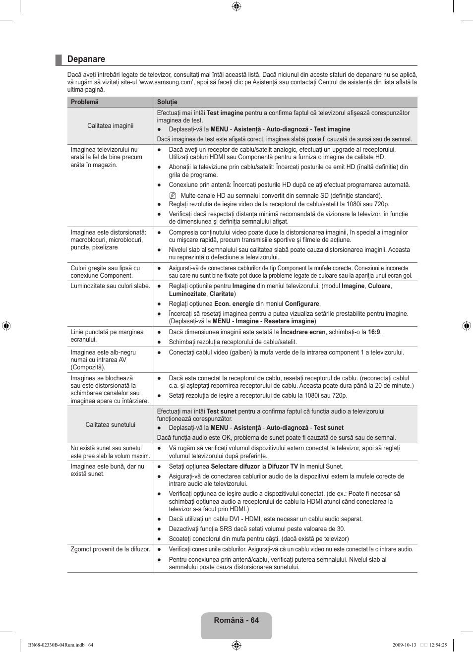Depanare | Samsung UE40B8000XW User Manual | Page 624 / 702
