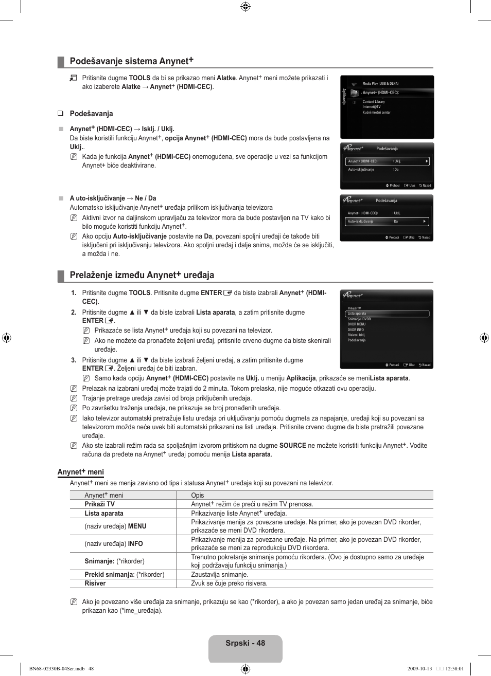 Podešavanje sistema anynet, Prelaženje između anynet+ uređaja | Samsung UE40B8000XW User Manual | Page 676 / 702