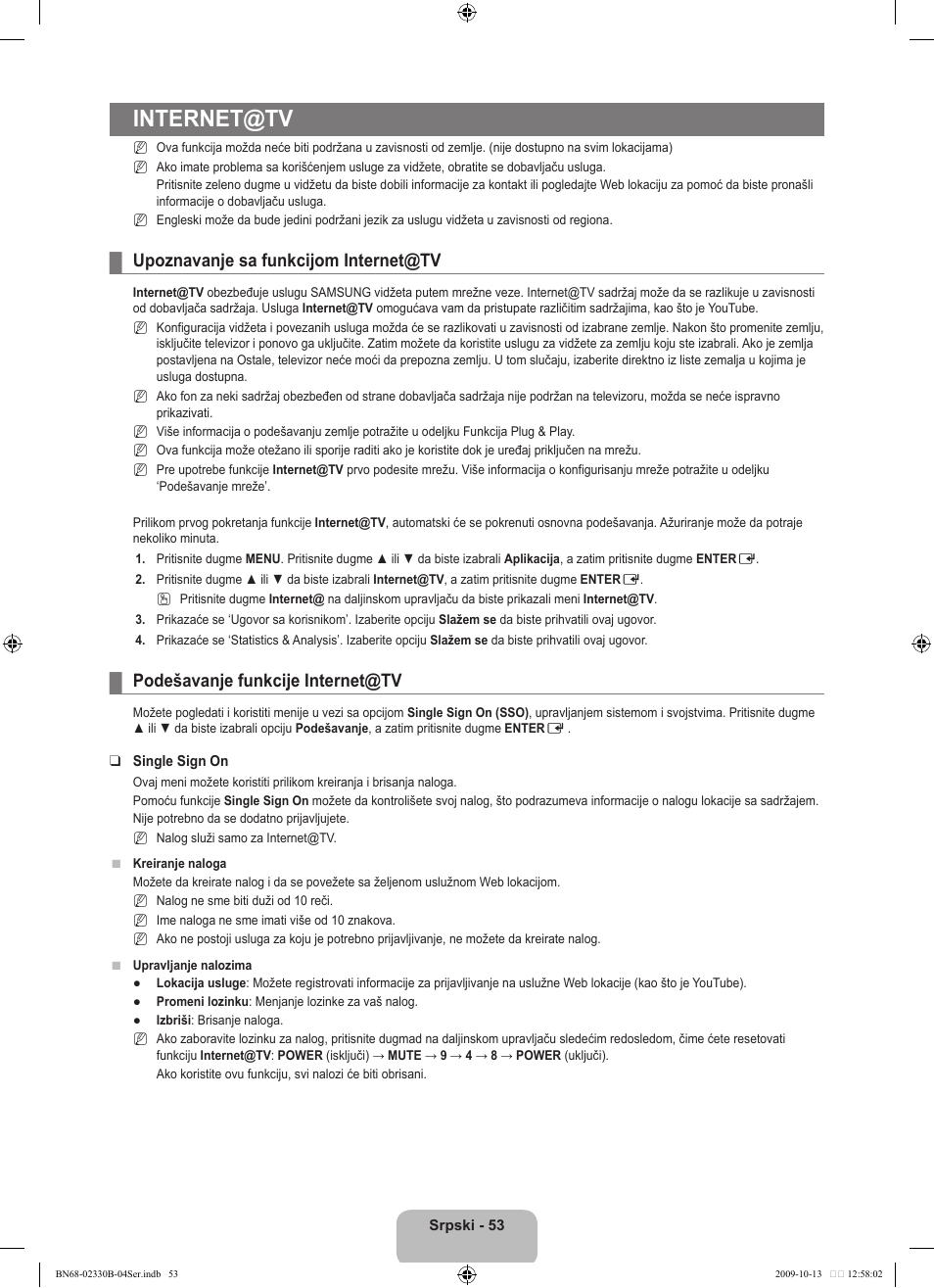 Internet@tv, Upoznavanje sa funkcijom internet@tv, Podešavanje funkcije internet@tv | Samsung UE40B8000XW User Manual | Page 681 / 702