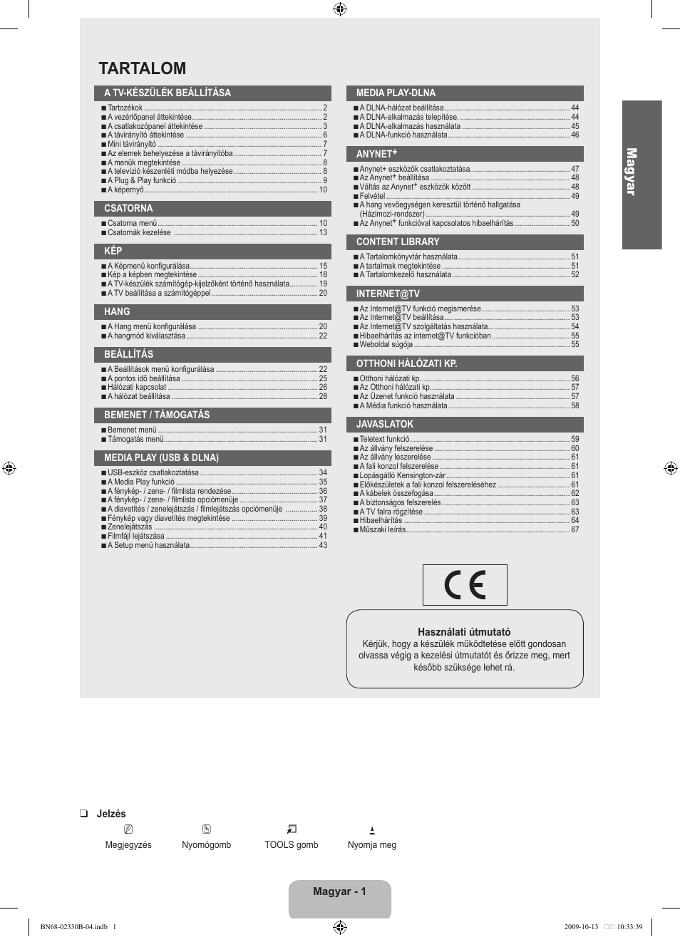 Tartalom, Ma gy ar | Samsung UE40B8000XW User Manual | Page 85 / 702