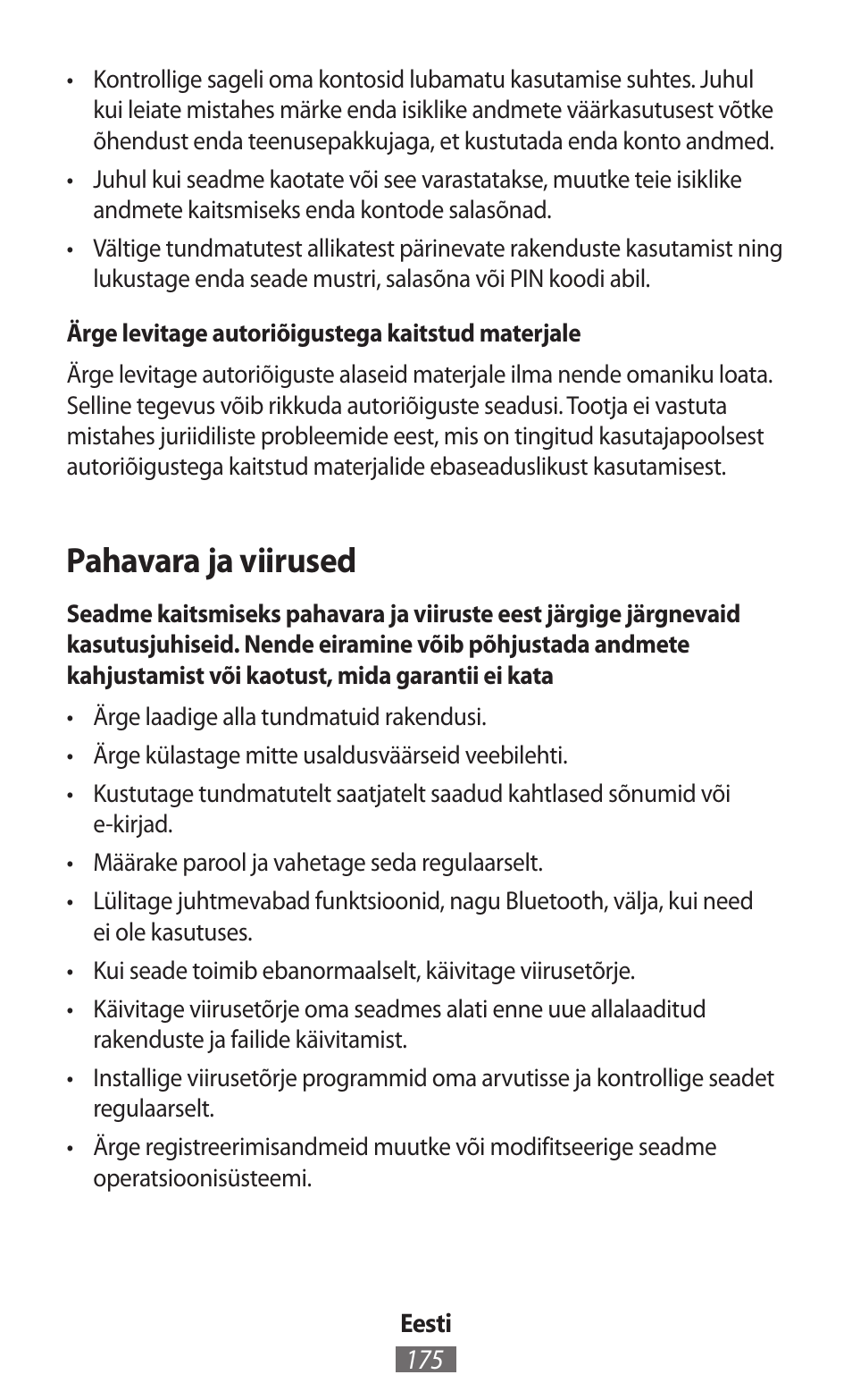 Pahavara ja viirused | Samsung SM-R380 User Manual | Page 176 / 674