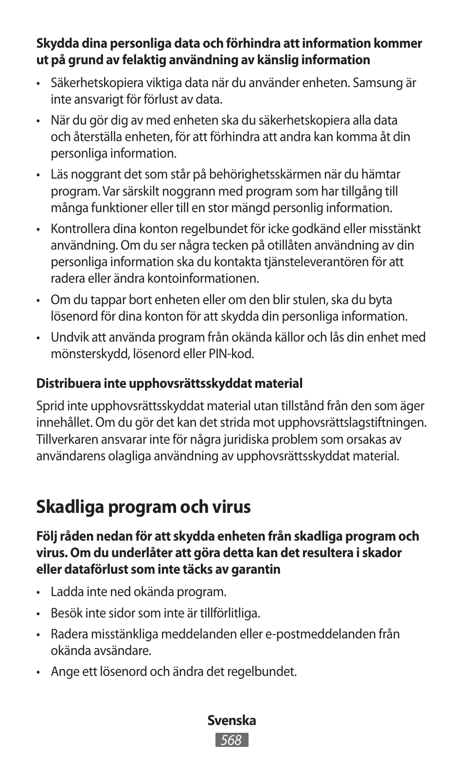 Skadliga program och virus | Samsung SM-R380 User Manual | Page 569 / 674