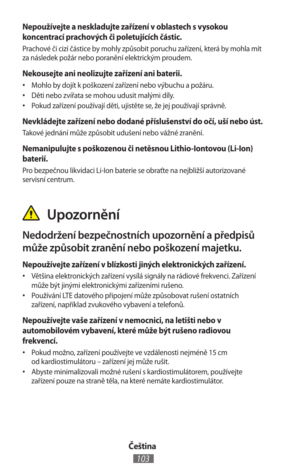 Upozornění | Samsung GT-I8750 User Manual | Page 104 / 558