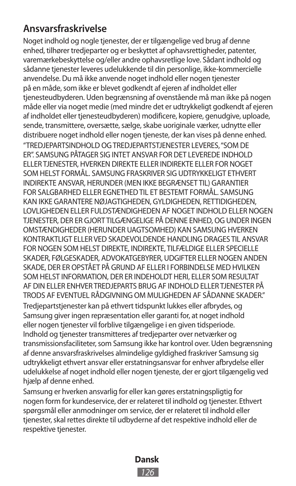 Ansvarsfraskrivelse | Samsung GT-I8750 User Manual | Page 127 / 558