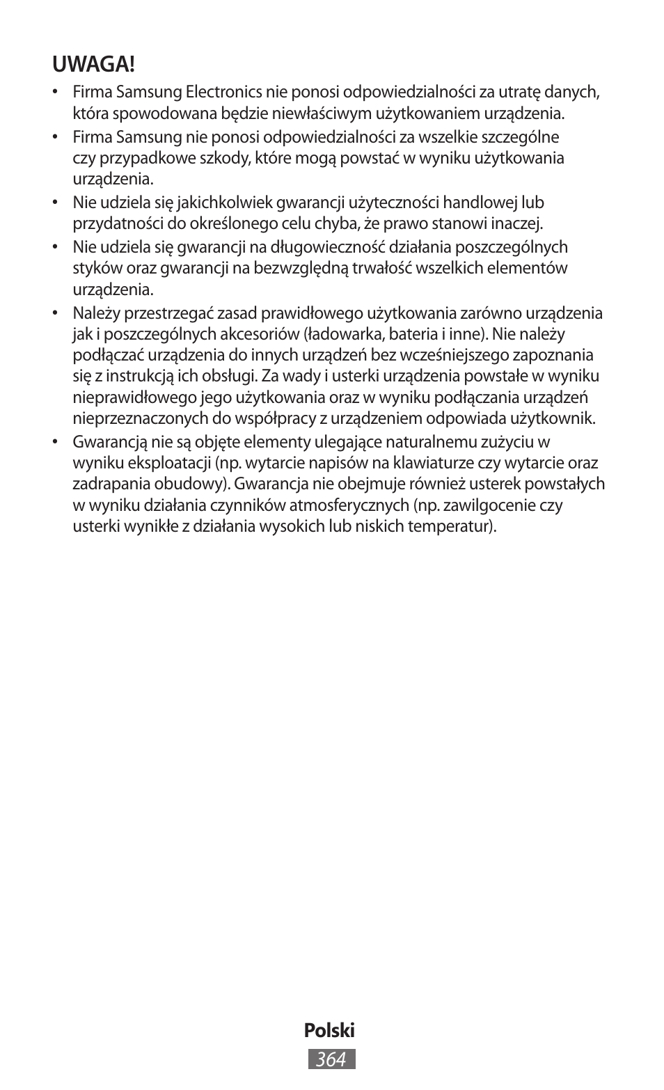 Uwaga | Samsung GT-I8750 User Manual | Page 365 / 558