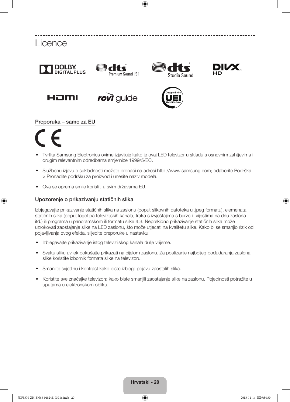 Licence | Samsung UE40F5370SS User Manual | Page 120 / 321