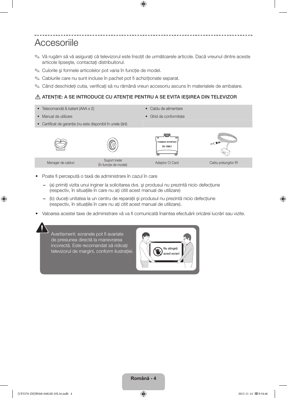 Accesoriile | Samsung UE40F5370SS User Manual | Page 164 / 321