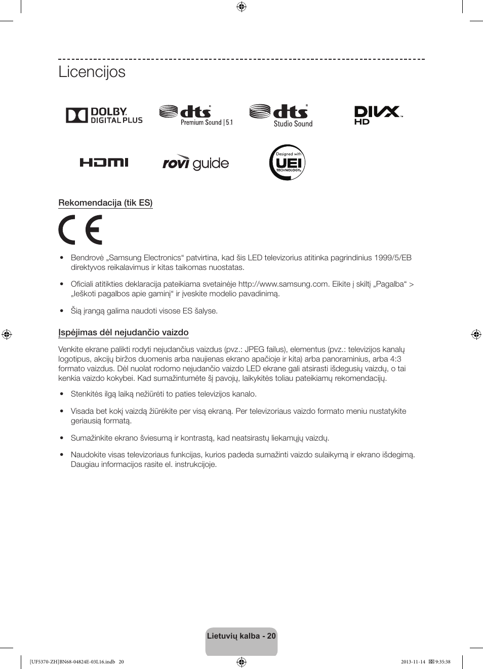 Licencijos | Samsung UE40F5370SS User Manual | Page 300 / 321