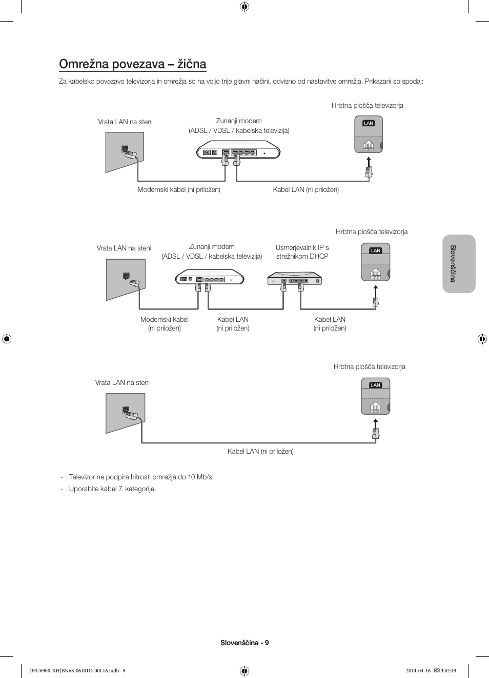 Omrežna povezava – žična | Samsung UE55HU6900S User Manual | Page 297 / 385