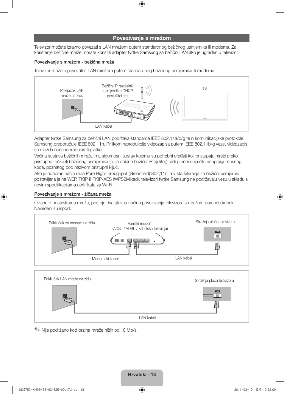 Povezivanje s mrežom | Samsung UE46D6750WS User Manual | Page 115 / 344