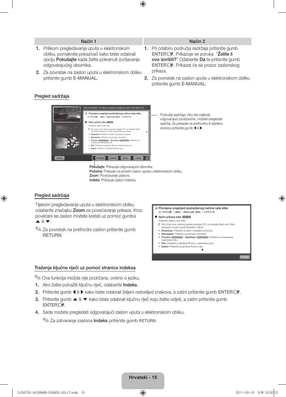 Za zatvaranje zaslona indeks pritisnite gumb | Samsung UE46D6750WS User Manual | Page 117 / 344