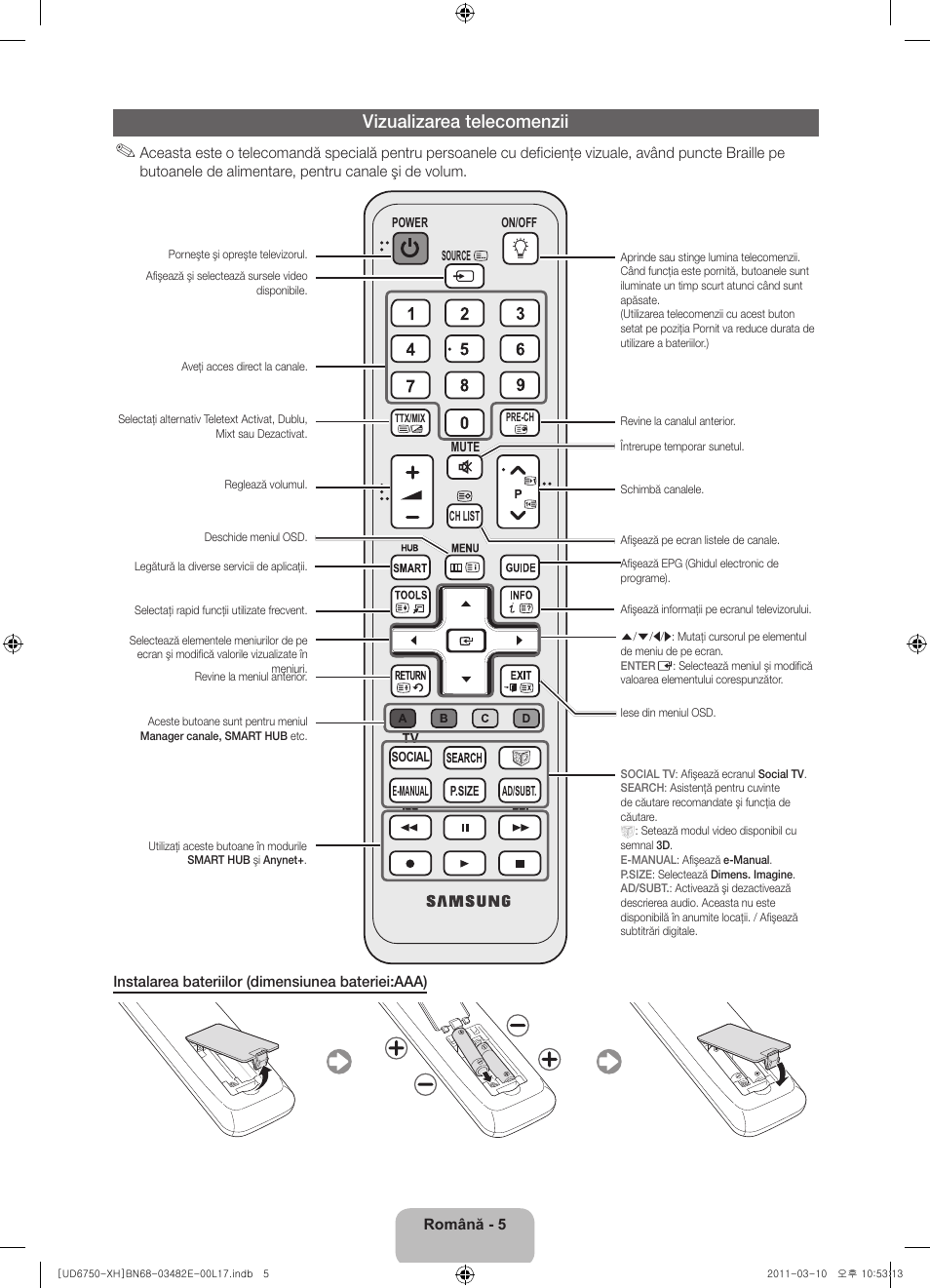 Vizualizarea telecomenzii | Samsung UE46D6750WS User Manual | Page 167 / 344