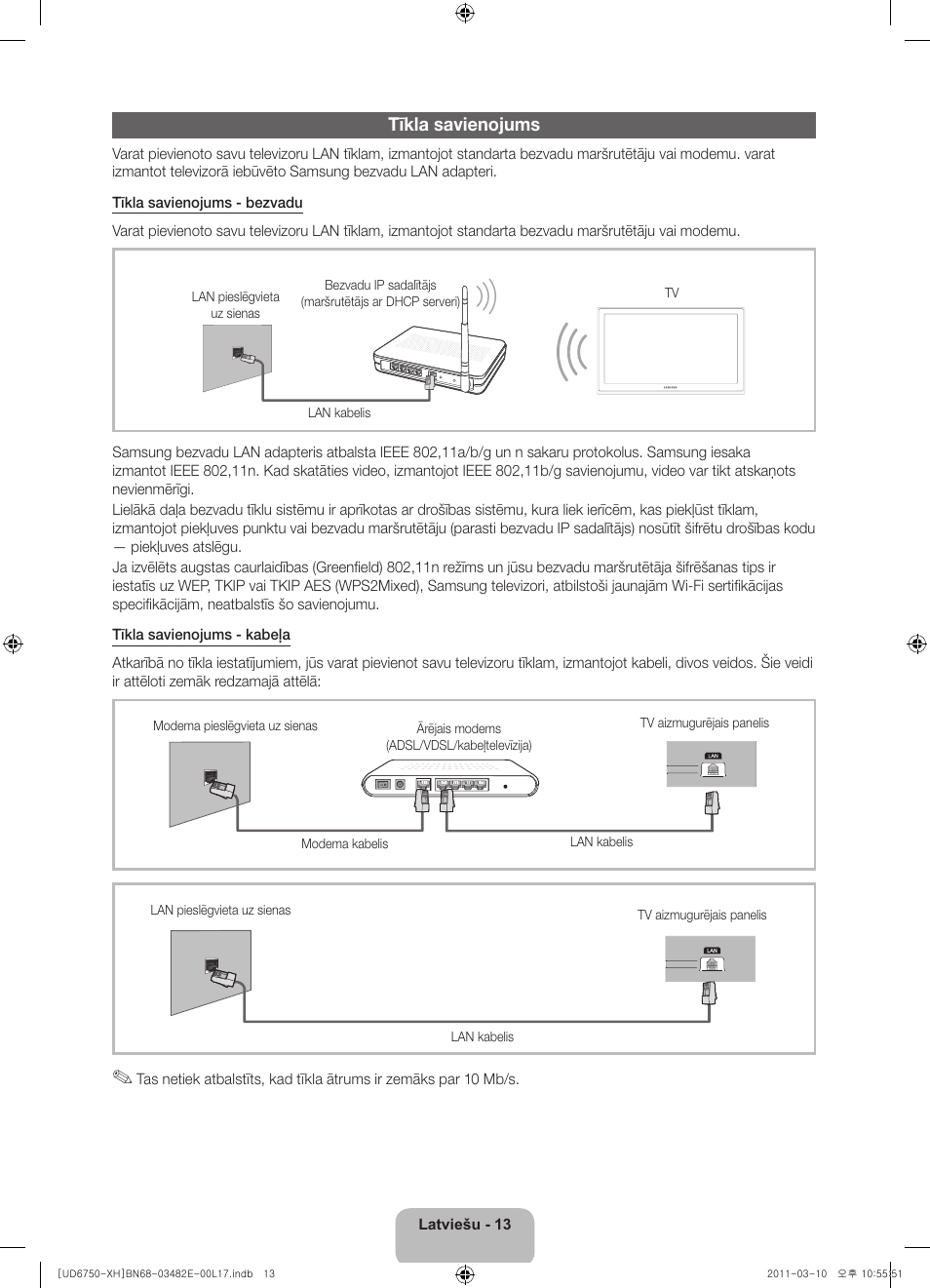 Tīkla savienojums | Samsung UE46D6750WS User Manual | Page 275 / 344