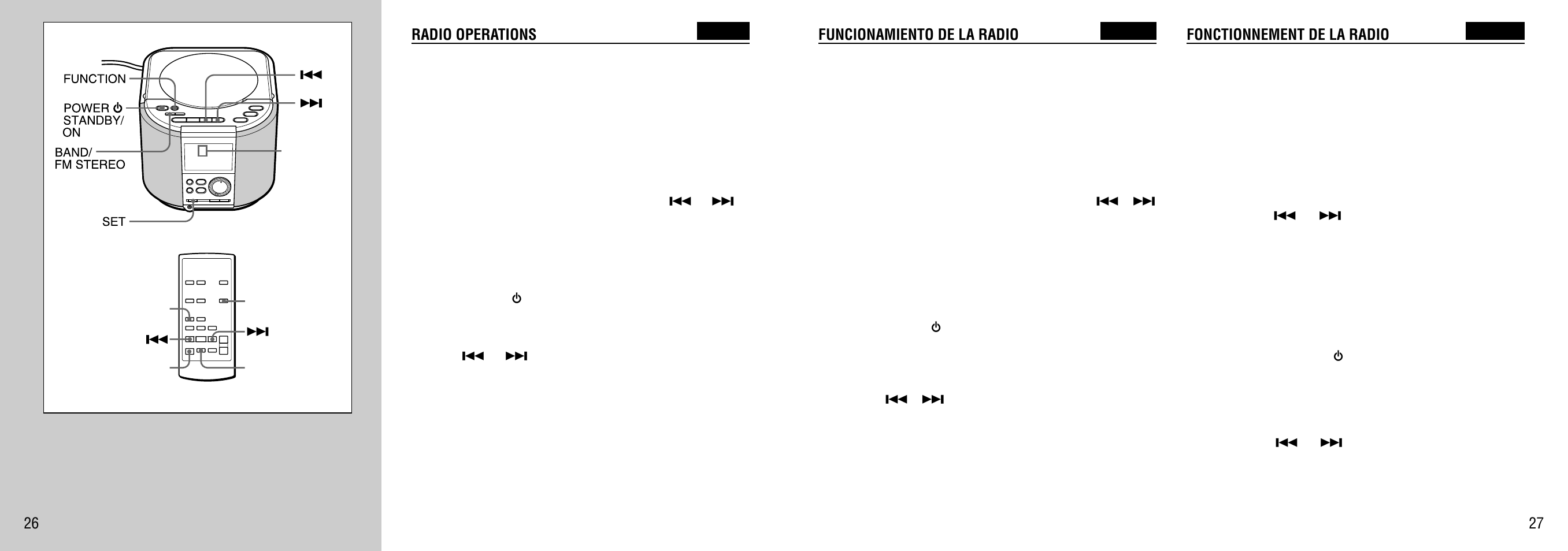 Radio operations preset tuning, Fonctionnement de la radio accord préréglé | Aiwa FR-TC5500 User Manual | Page 14 / 26