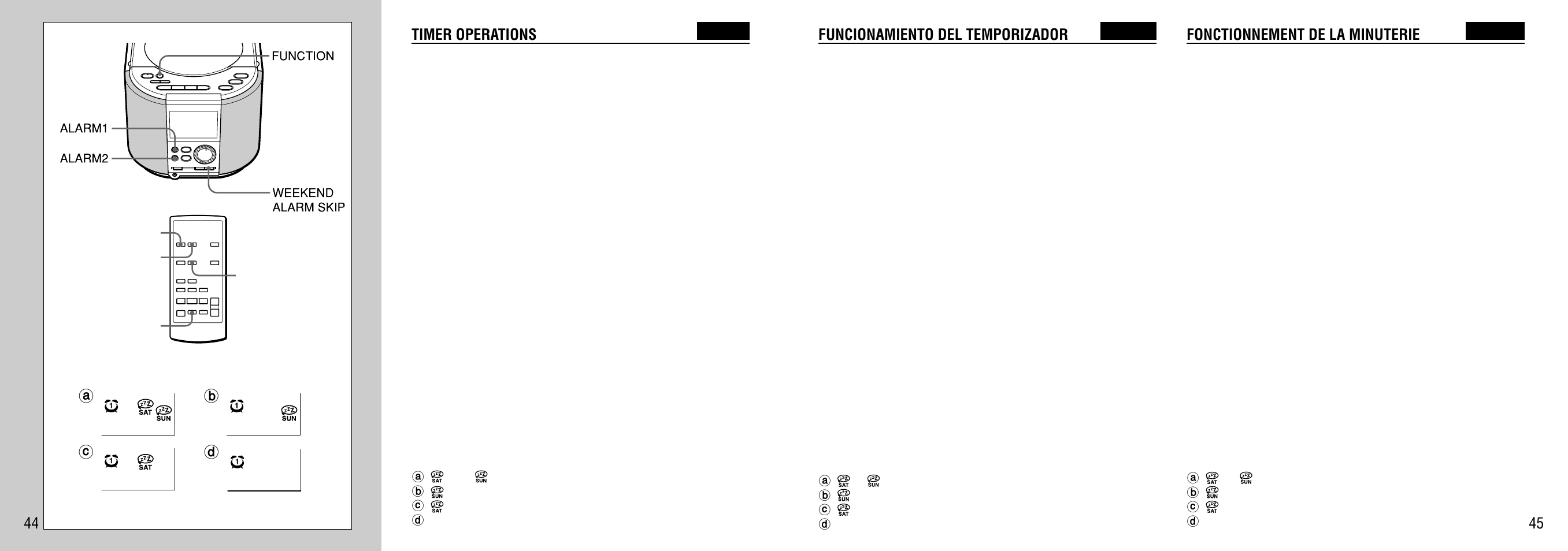 Timer operations, Dc b a | Aiwa FR-TC5500 User Manual | Page 23 / 26