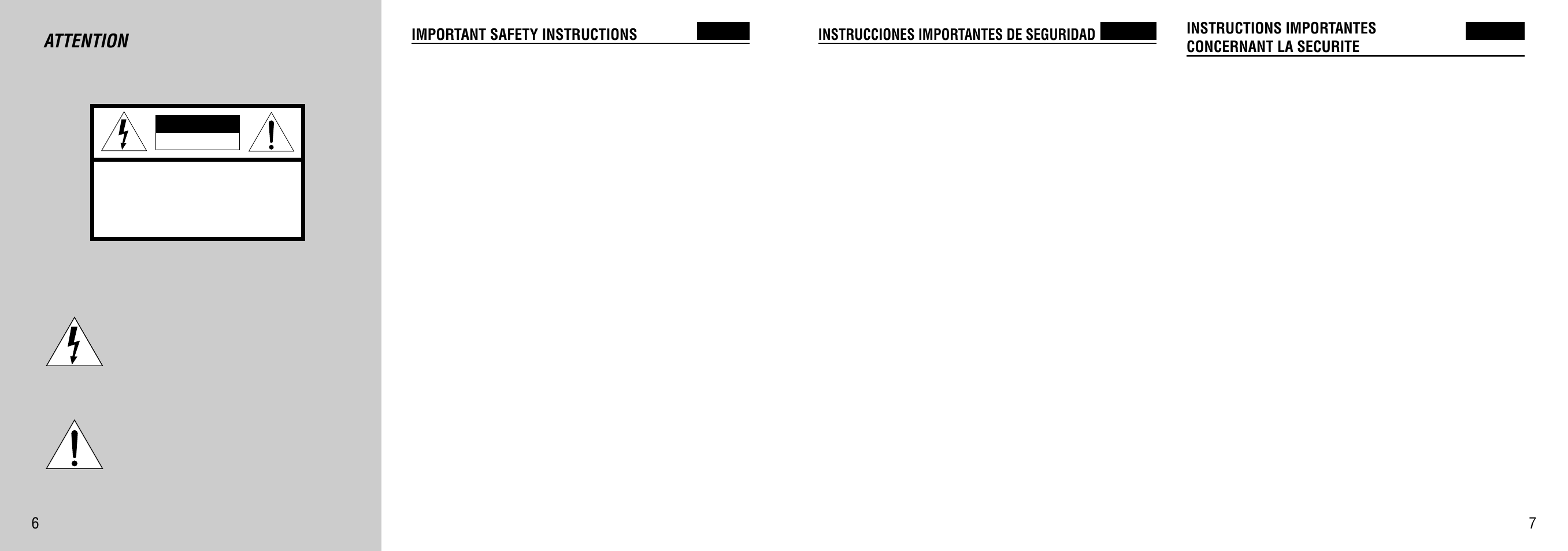 Attention, Important safety instructions | Aiwa FR-TC5500 User Manual | Page 4 / 26