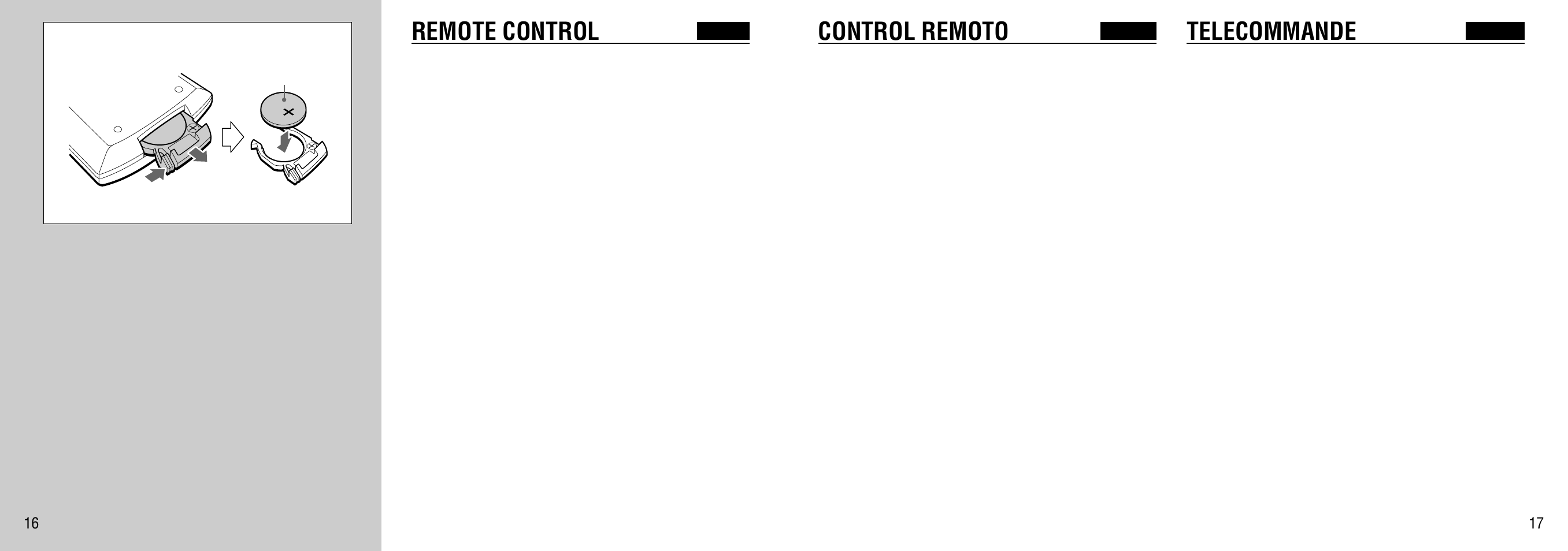 Remote control, Telecommande, Control remoto | Aiwa FR-TC5500 User Manual | Page 9 / 26