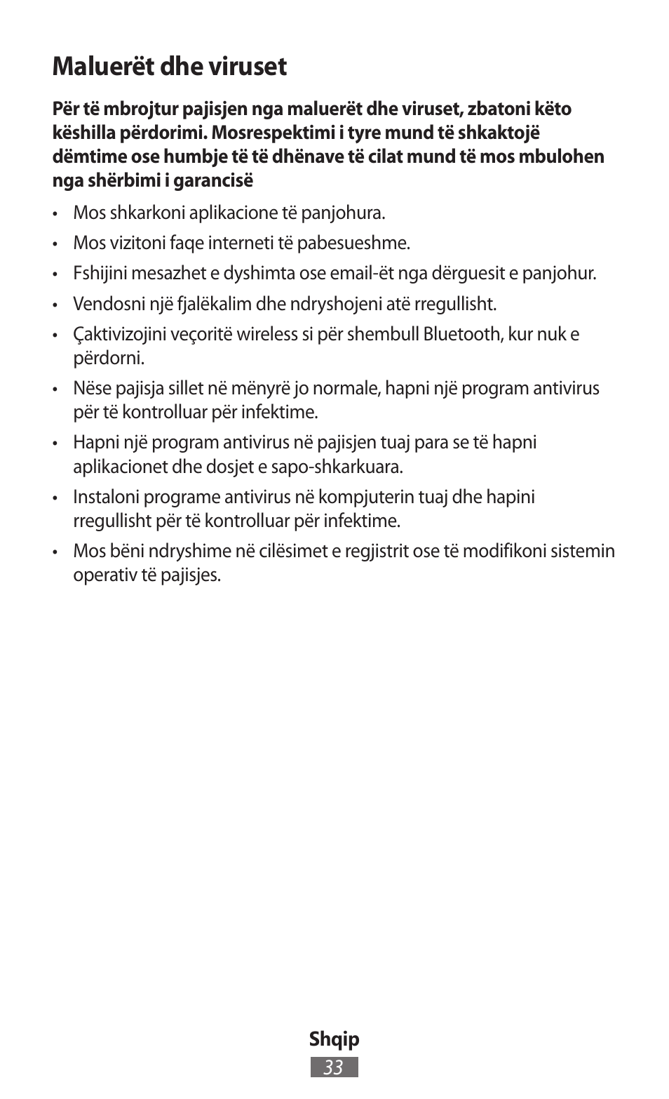 Maluerët dhe viruset | Samsung GT-I9506 User Manual | Page 34 / 718