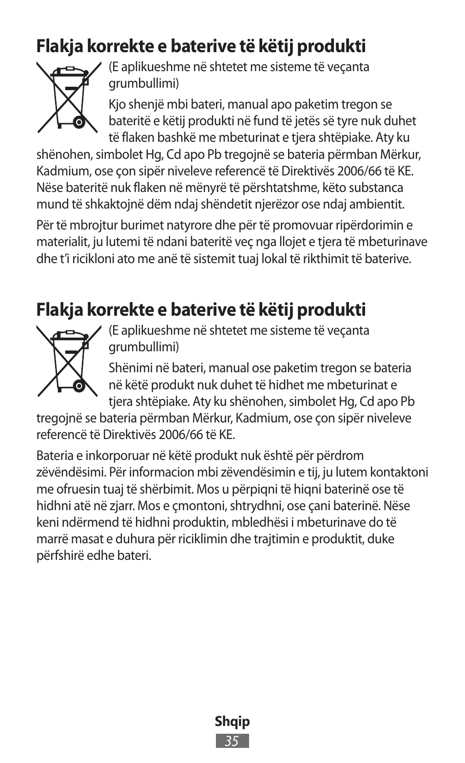 Flakja korrekte e baterive të këtij produkti | Samsung GT-I9506 User Manual | Page 36 / 718