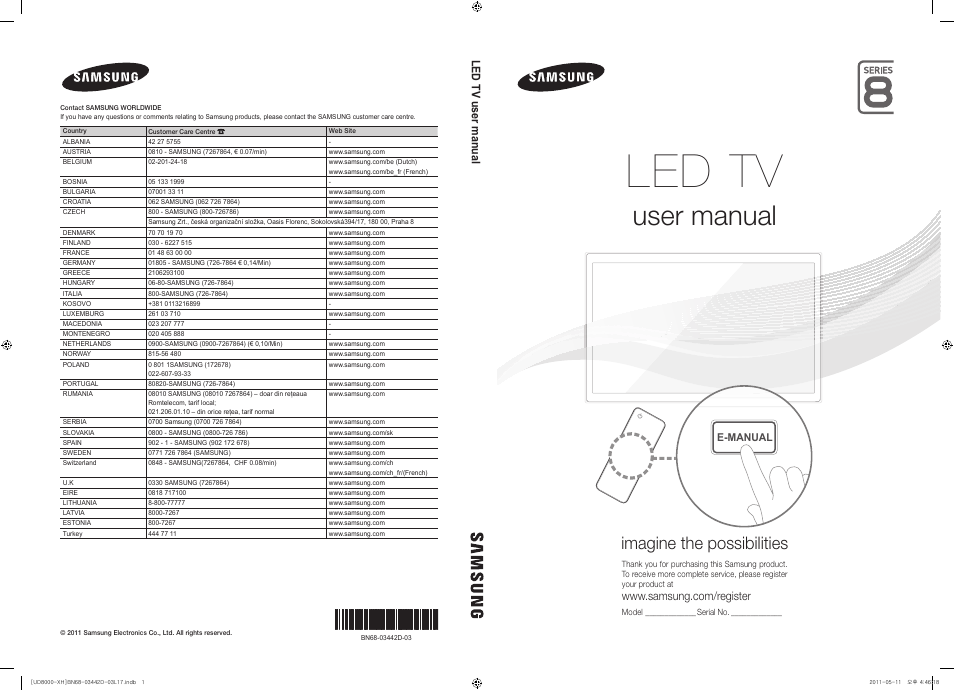 Samsung UE46D8000YS User Manual | 344 pages