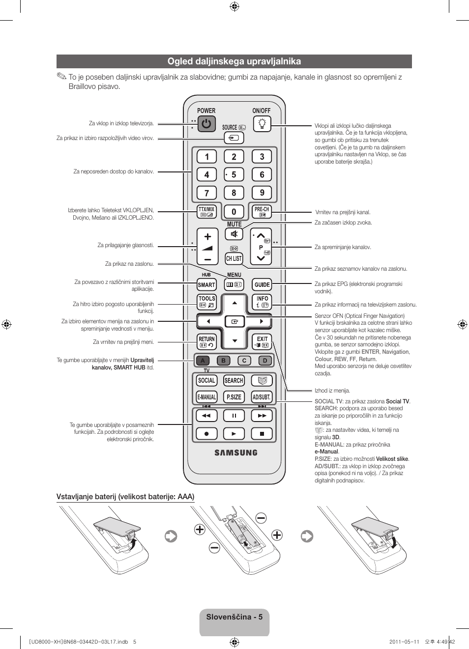 Ogled daljinskega upravljalnika | Samsung UE46D8000YS User Manual | Page 247 / 344