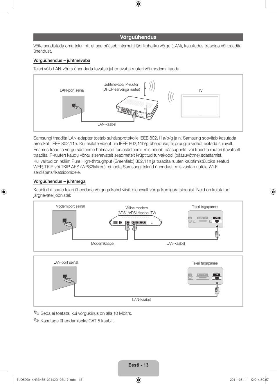 Võrguühendus | Samsung UE46D8000YS User Manual | Page 315 / 344