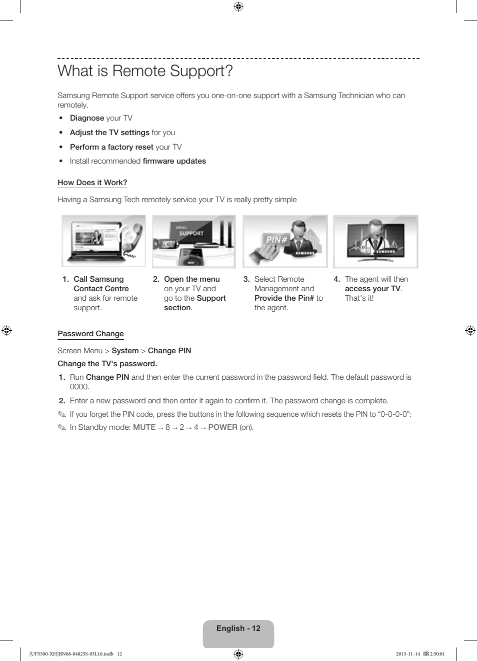 What is remote support | Samsung UE46F5500AW User Manual | Page 12 / 289