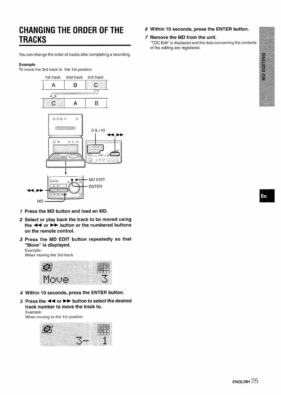 Changing the order of the tracks | Aiwa XR-MD95 User Manual | Page 25 / 100