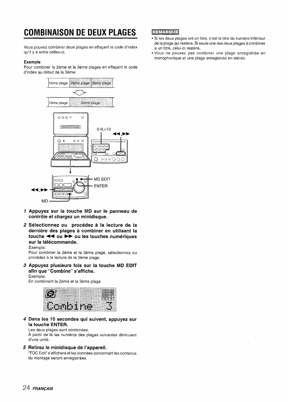 Combinaison de deux plages | Aiwa XR-MD95 User Manual | Page 88 / 100