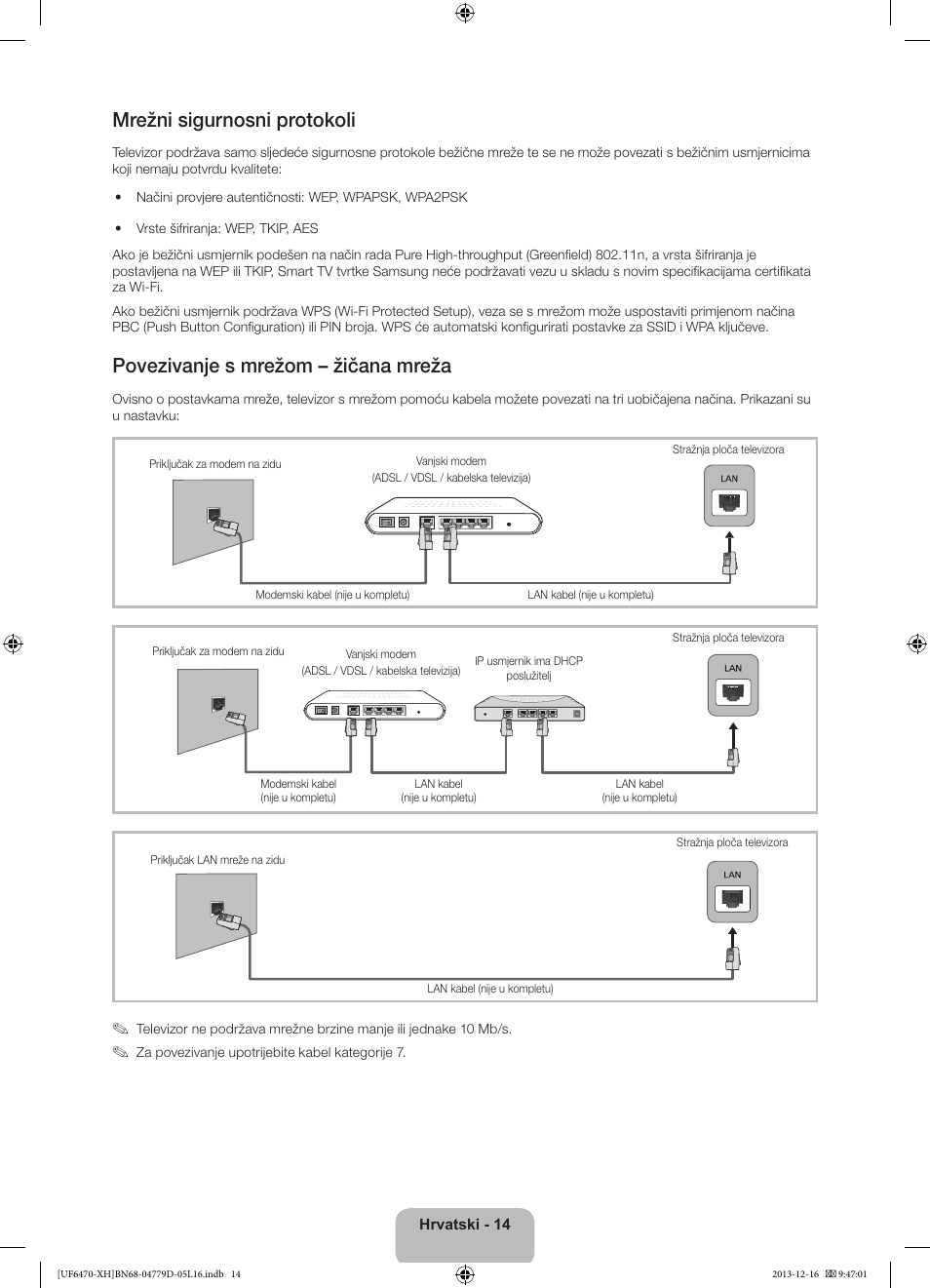 Mrežni sigurnosni protokoli, Povezivanje s mrežom – žičana mreža | Samsung UE50F6670SS User Manual | Page 134 / 385