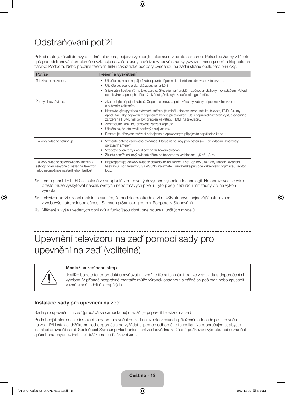 Odstraňování potíží | Samsung UE50F6670SS User Manual | Page 162 / 385