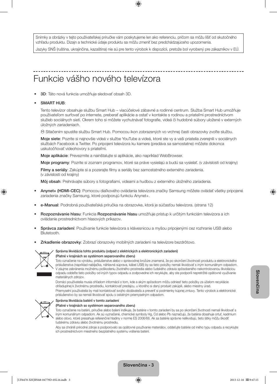 Funkcie vášho nového televízora | Samsung UE50F6670SS User Manual | Page 171 / 385