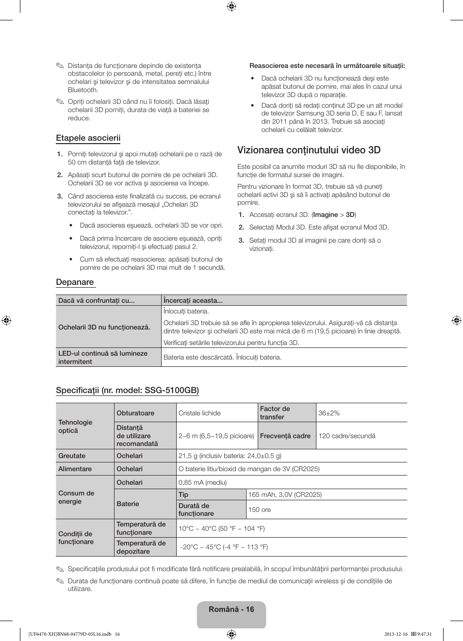 Vizionarea conţinutului video 3d | Samsung UE50F6670SS User Manual | Page 208 / 385