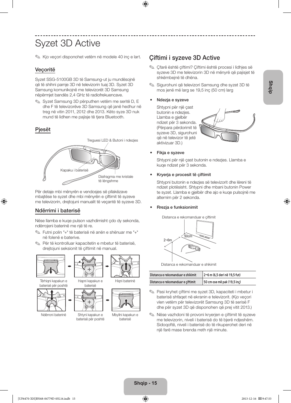 Syzet 3d active, Çiftimi i syzeve 3d active | Samsung UE50F6670SS User Manual | Page 255 / 385