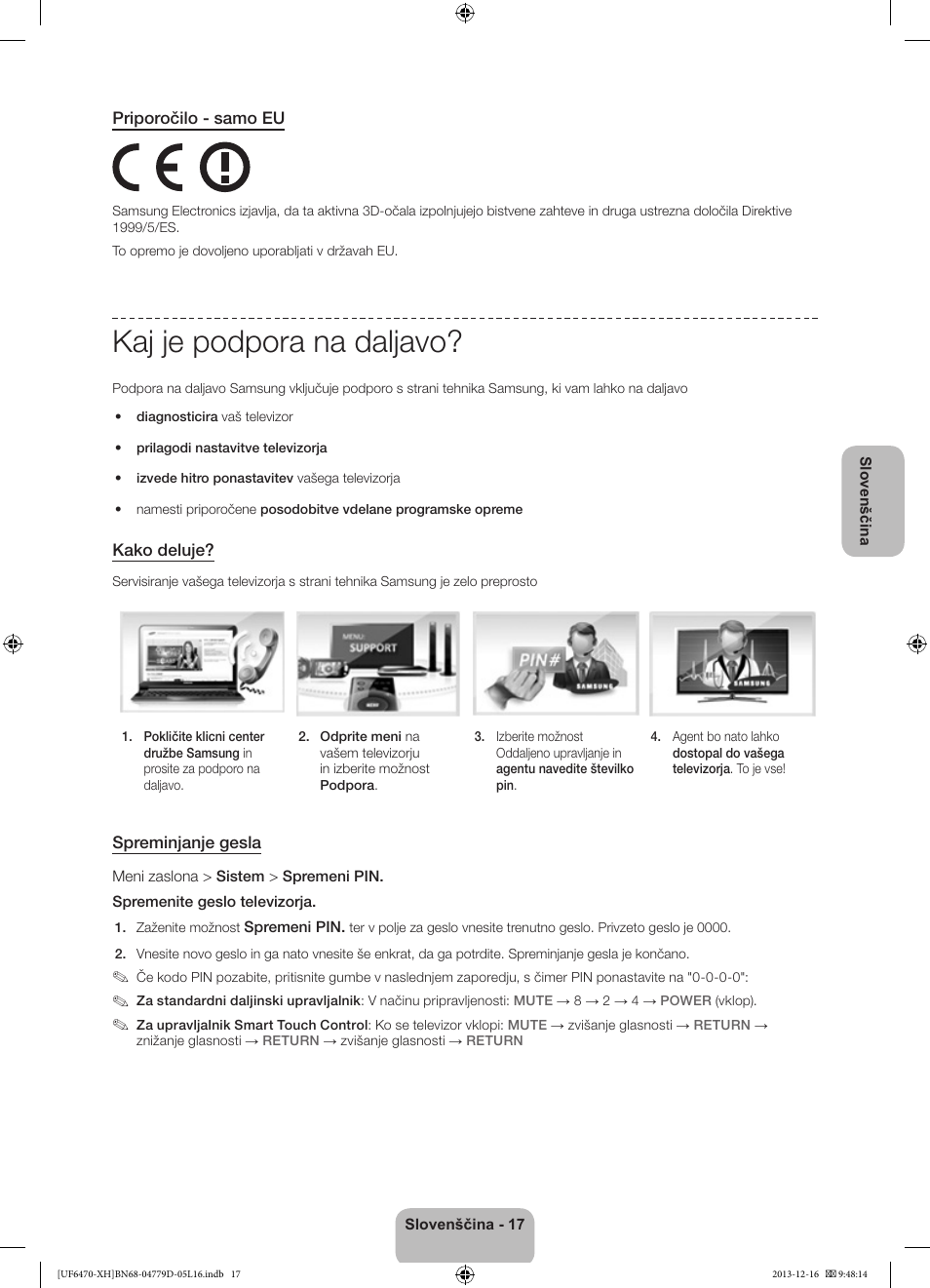 Kaj je podpora na daljavo | Samsung UE50F6670SS User Manual | Page 305 / 385