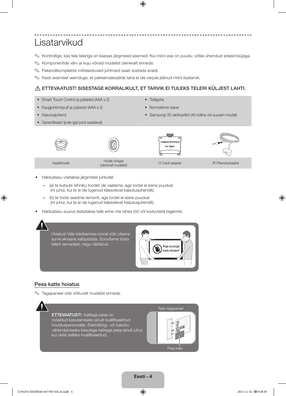 Lisatarvikud | Samsung UE50F6670SS User Manual | Page 364 / 385