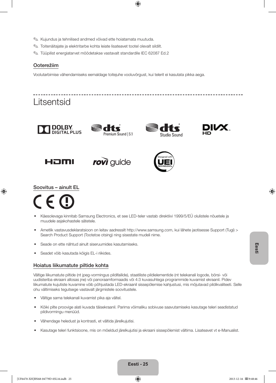 Litsentsid | Samsung UE50F6670SS User Manual | Page 385 / 385