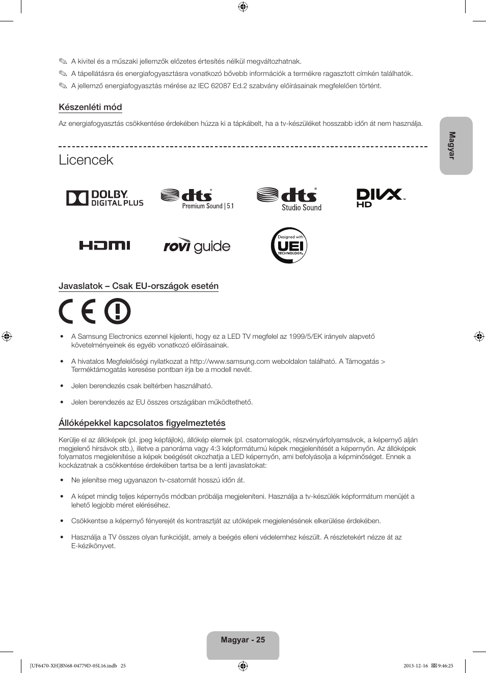Licencek | Samsung UE50F6670SS User Manual | Page 49 / 385