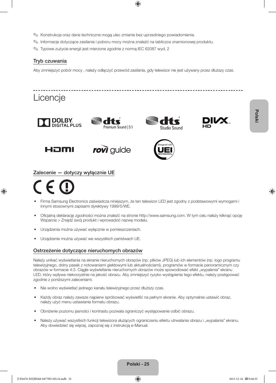 Licencje | Samsung UE50F6670SS User Manual | Page 73 / 385