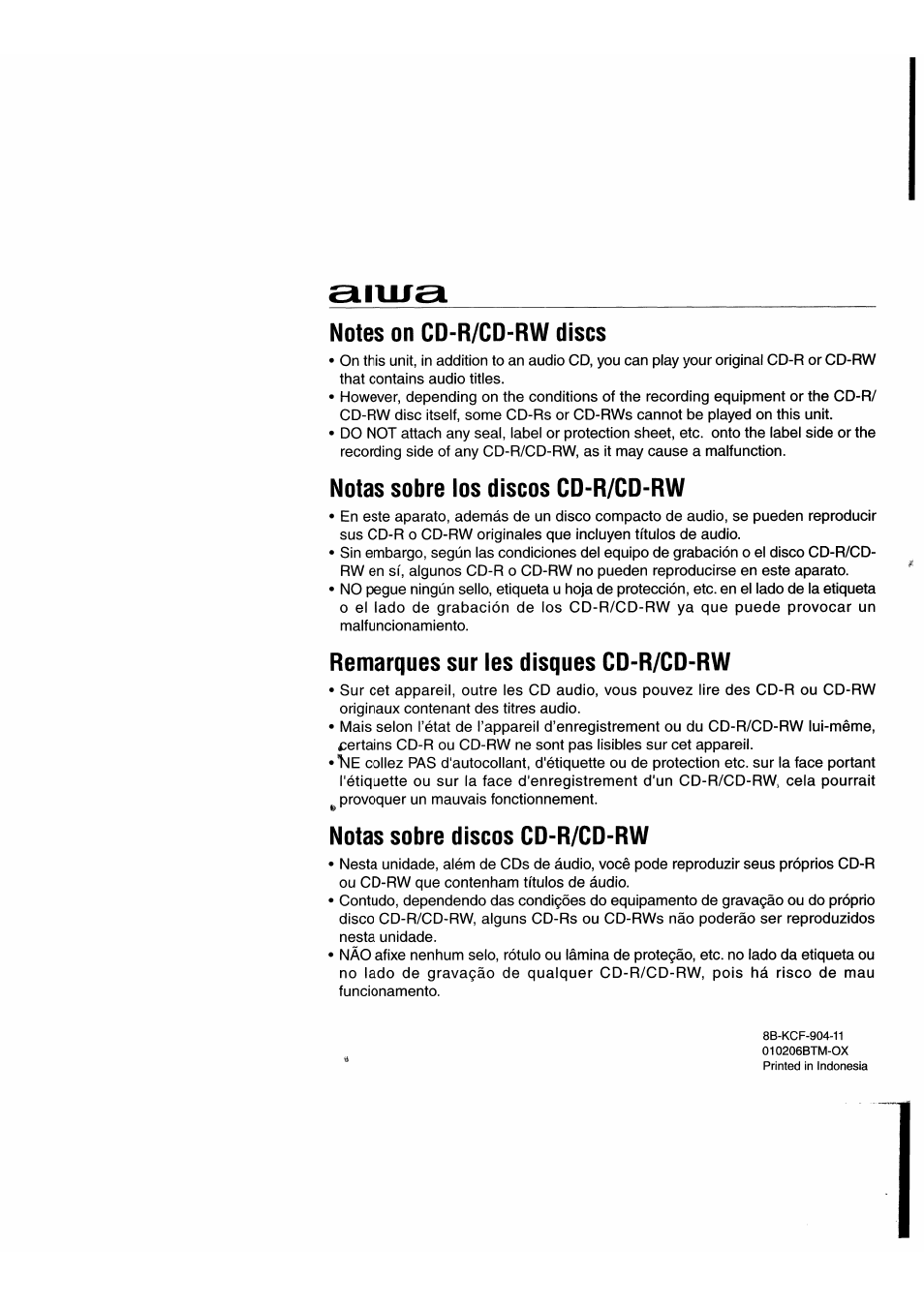 Aiwa CDC-X527M User Manual | Page 15 / 17