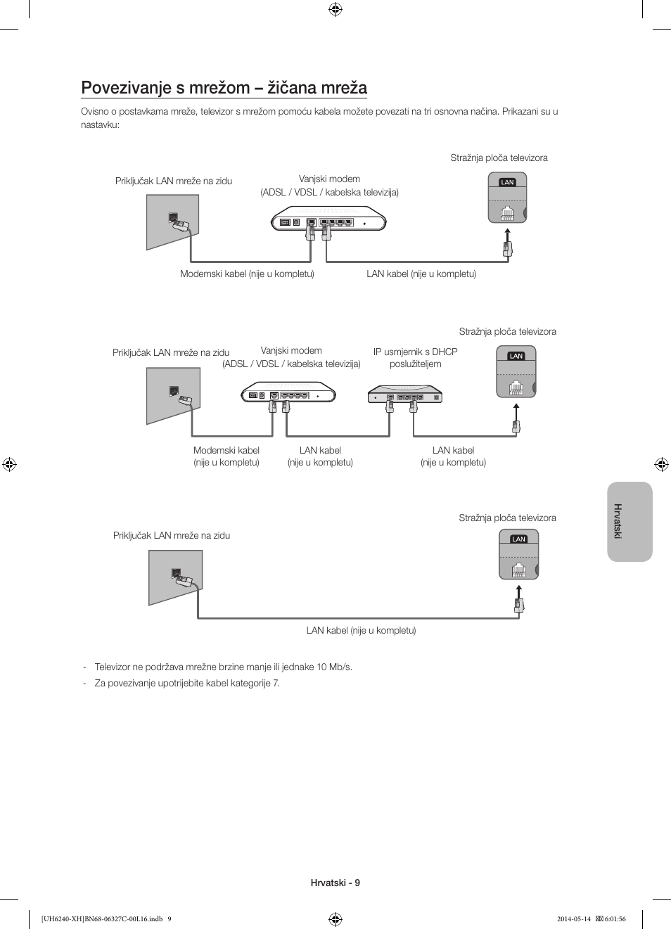 Povezivanje s mrežom – žičana mreža | Samsung UE60H6270SS User Manual | Page 109 / 321