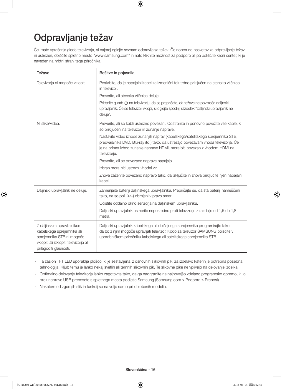 Odpravljanje težav | Samsung UE60H6270SS User Manual | Page 256 / 321