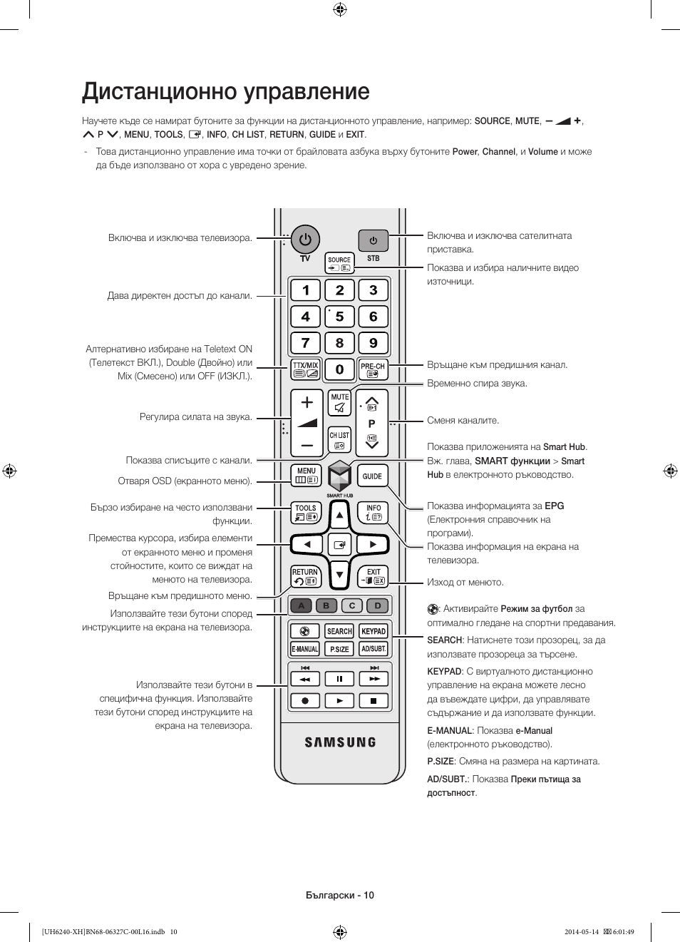 Дистанционно управление | Samsung UE60H6270SS User Manual | Page 90 / 321