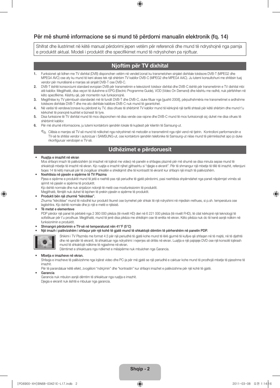 Njoftim për tv dixhital, Udhëzimet e përdoruesit | Samsung PS51D6900DS User Manual | Page 184 / 310