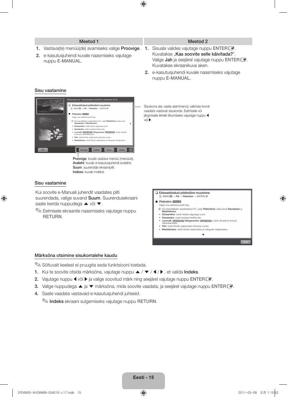 Indeks ekraani sulgemiseks vajutage nuppu return | Samsung PS51D6900DS User Manual | Page 269 / 310