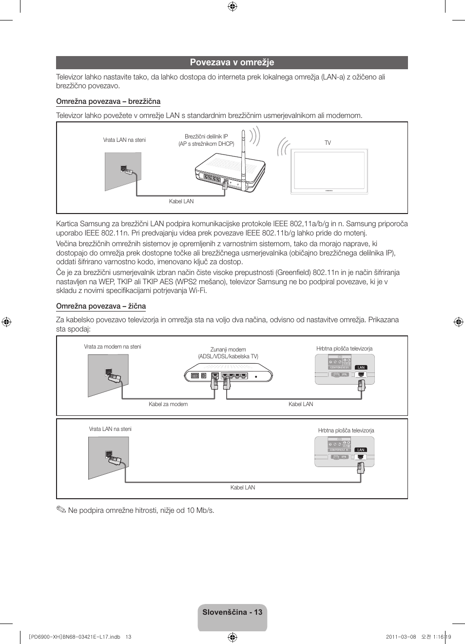 Povezava v omrežje | Samsung PS51D6900DS User Manual | Page 303 / 310