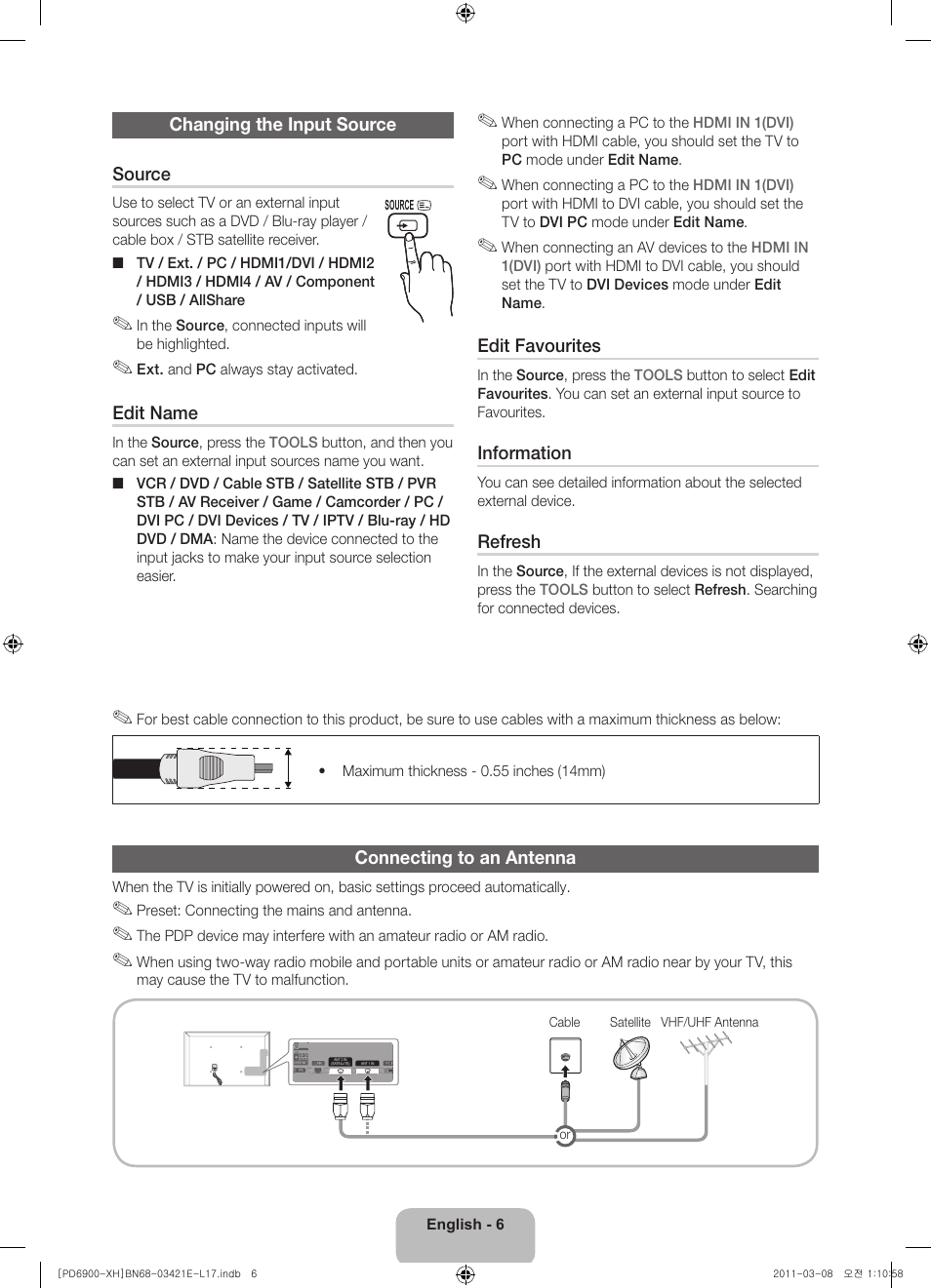 Samsung PS51D6900DS User Manual | Page 6 / 310