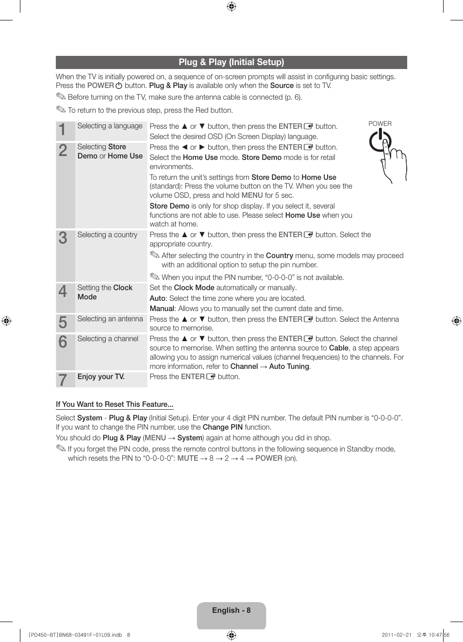 Samsung PS43D450A2W User Manual | Page 8 / 164