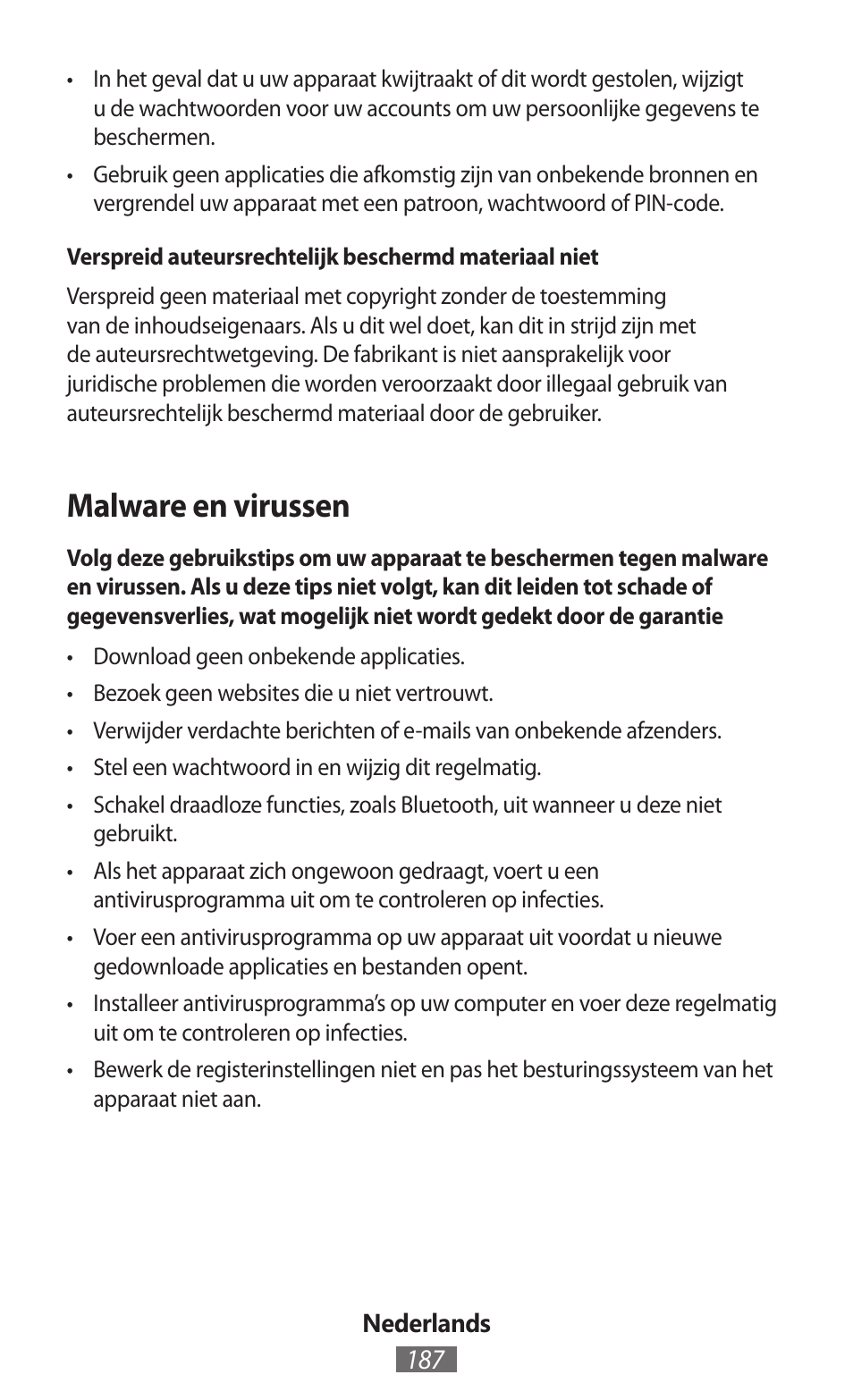 Malware en virussen | Samsung SM-P905 User Manual | Page 188 / 718